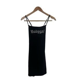 Divided H&M Babygal Dress Size Small Velour Black Mini Open Back Strappy Y2K